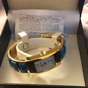 Turtoise blue and gold Watch